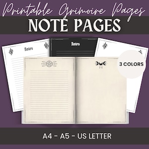 Printable Grimoire Pages: Blank & Lined Book of Shadows Inserts (Digital Download)