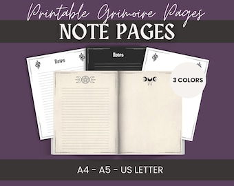 Printable Grimoire Pages: Blank & Lined Book of Shadows Inserts (Digital Download)