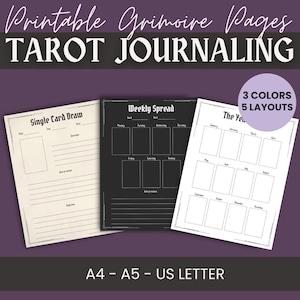 Druckbare Tarot Journal Seiten: Anfänger Hexe Grimoire (Digitaler Download)
