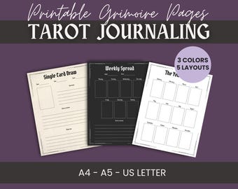 Printable Tarot Journaling Pages: Beginner Witch Grimoire (Digital Download)