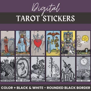 Tarot Stickers - Digital download - PNG - Tarot journaling - Tarot deck - Beginner tarot - Rider Waite tarot images - Divination tools