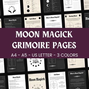 Printable Grimoire Pages: Witchcraft Basics, Moon Magick, Book of Shadows (PDF Download A4/A5/US Letter)