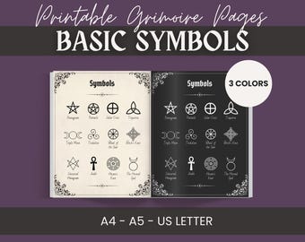 Page imprimable du grimoire des symboles de la Wicca | Les bases de la sorcellerie (téléchargement numérique)