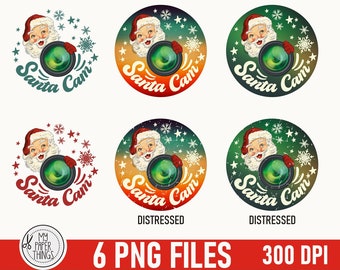 Cámara de Papá Noel PNG / Cámara navideña PNG / Adorno navideño PNG / Diseño de sublimación / Descarga digital