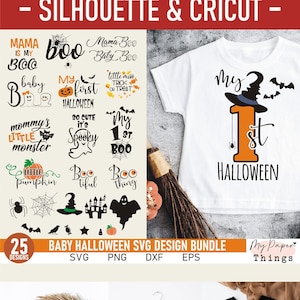 Paquete de svg de bebé de Halloween / Archivos de corte de svg de primer Halloween / SVG de mono de bebé / SVG divertido para niños / Archivos para Cricut, Silhouette, Cameo