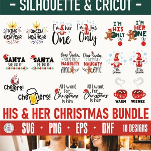 Kerstpaar shirts SVG-bundel | dxf, eps, png, gesneden bestand voor cricut, silhouet, cameo