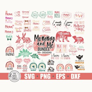 Paquete SVG de mamá y yo / Paquete SVG de mamá y mini / Archivos de corte para el Día de la Madre / Archivos SVG para Cricut, archivos SVG, Silhouette Cameo