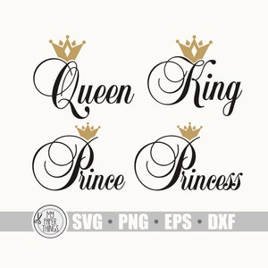 Roi Reine Prince Princesse Couronne SVG | Famille royale SVG | Couronne SVG | svg, dxf, eps, png, fichier de coupe pour cricut, silhouette, camée