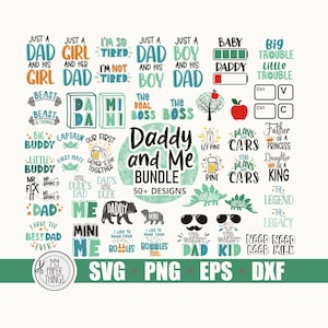 Daddy and Me svg-bundel | Vaderdag gesneden bestanden | Vader en baby bijpassende shirts svg | eps, dxf, png, svg-bestanden voor de cricut, silhouette cameo