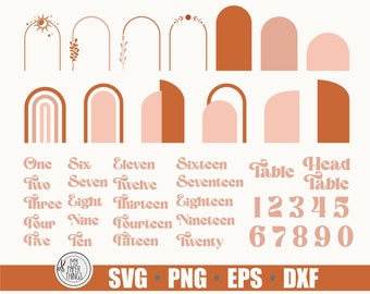 Arch Table Numbers svg | Boho Chiara Arch svg | Arch Sign Template SVG Cutting Files for Cricut