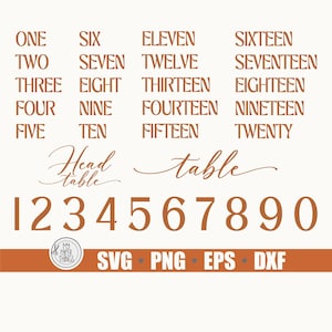 Table Numbers svg | Modern Wedding Table Numbers svg | Numbers for signs | Calligraphy Numbers Svg | svg Files for Cricut
