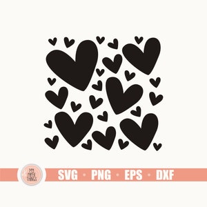 Heart Background SVG, Pattern SVG, Seamless patterns, Valentines Cutting File Bundle, Love svg, Dxf, Png, Eps, Files for Cricut, Silhouette