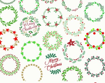 Kranz SVG-Bundle, Holly-Weihnachtskranz-Svg, Weihnachten-Svg, Frohe Weihnachten svg, Kranz-Clipart, Blätter Rahmen, Blätter SVG-Bundle, Schnittdateien
