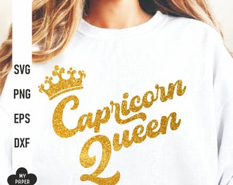 Capricorn Queen Svg Png, Zodiac Sign svg, Birthday Queen Design