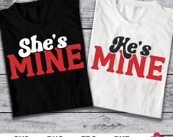 Couple Matching Shirt SVG, Valentine's Day His Hers SVG PNG (Digital Download)