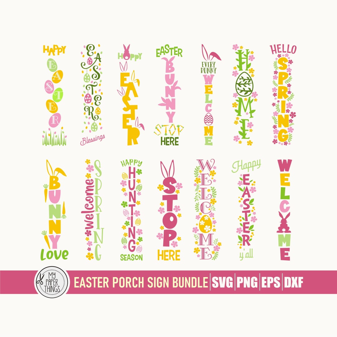 Easter Porch Sign Bundle, Easter Sign Svg, Easter Vertical Sign Svg ...