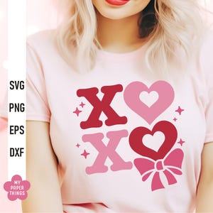 xoxo svg, Valentijn flirt boog svg, liefde svg, strik svg, roze strik svg, xoxo png, Valentijnsdag sublimatiebestanden