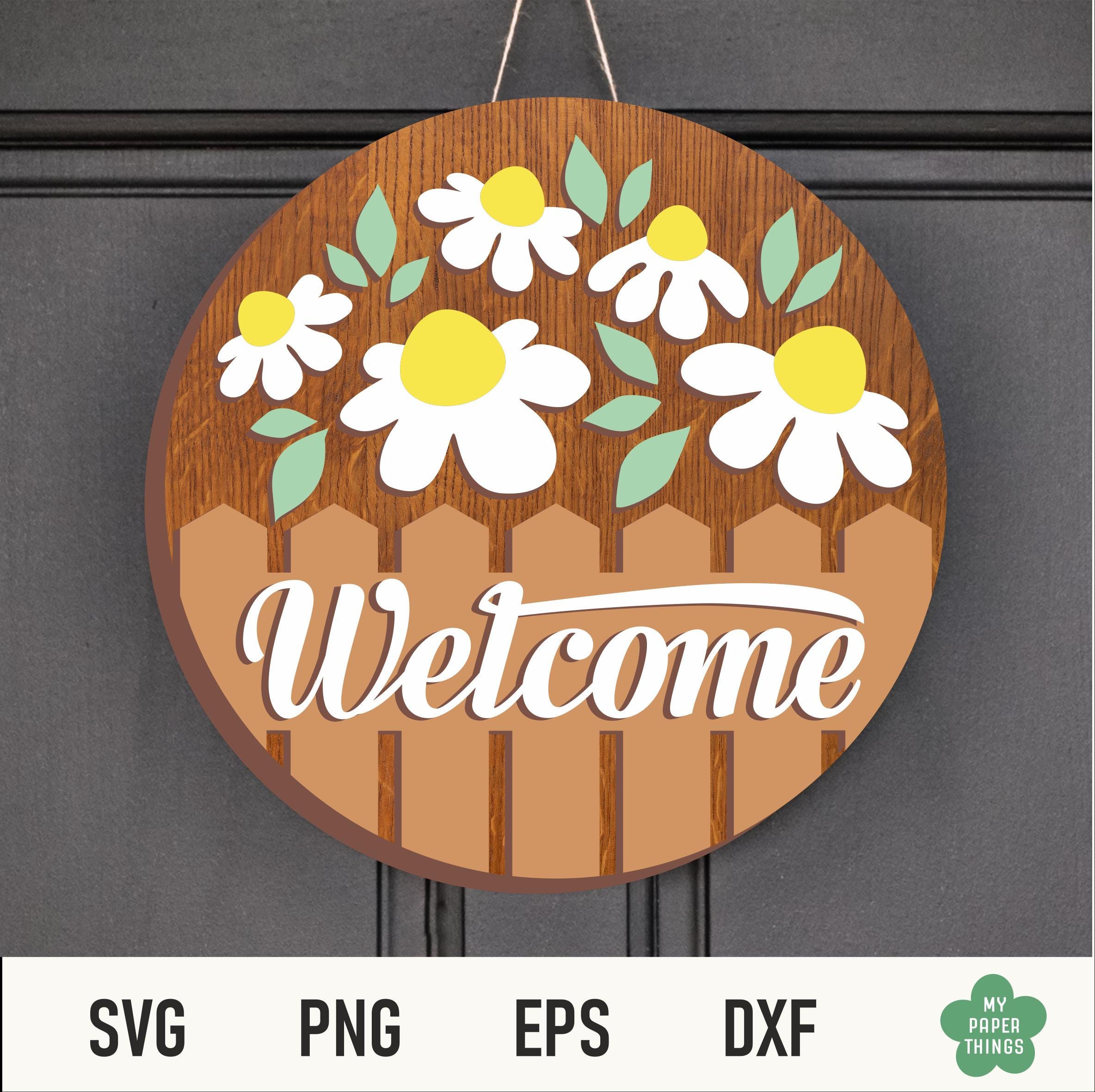 Spring Round Door Signs Laser Cut Designs Bundle, Welcome Sign Svg - Etsy
