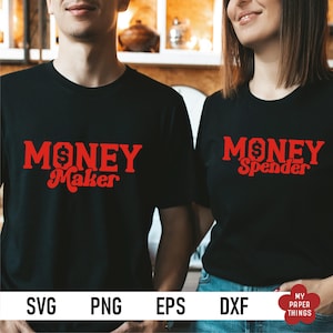 rolig par matchande tröja svg, pengamakare, pengar spenderare, rolig alla hjärtans dag svg, älskare svg, herr fru svg, make fru svg, par tröja svg