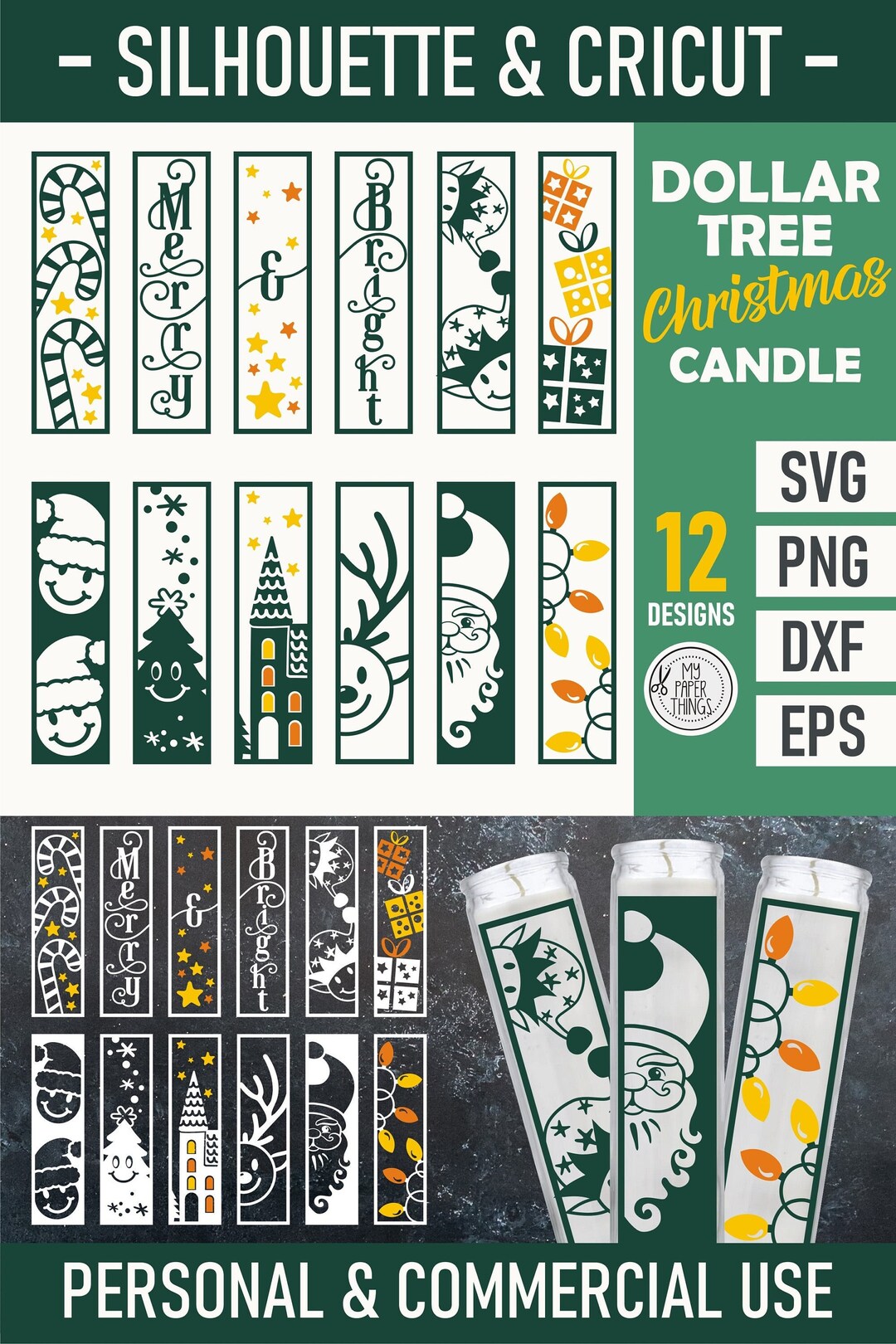 Dollar Tree Christmas Candles SVG Bundle Christmas Vertical Sign Svg