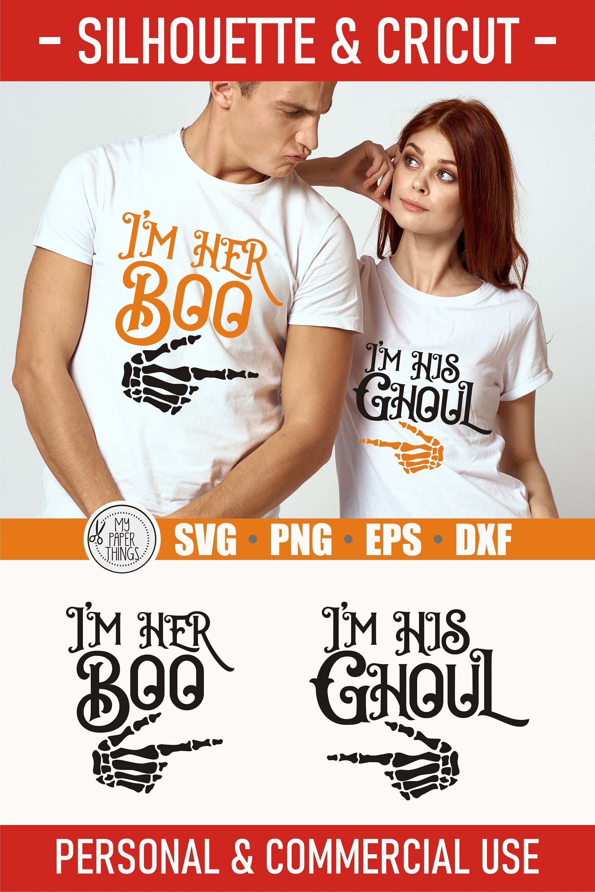 His and Her Halloween svg | Halloween Couples Shirts svg | Matching Halloween Shirt Svg | Skeleton Hand svg | cricut, silhouette files