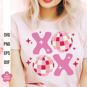 Xoxo svg, Disco Ball Svg, Valentine Svg, Valentine Png Sublimazione, Vibrazioni anni '70 svg