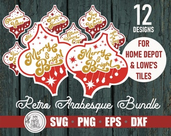 Christmas Retro Arabesque Tile Ornament SVG Bundle | Lowe's Arabesque svg | Home Depot Arabesque svg