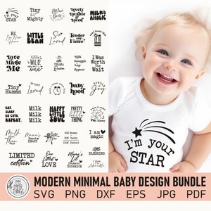 Pacchetto SVG per neonati minimalisti moderni / SVG per neonati boho / SVG per neonati divertenti / File jpg, pdf, eps, dxf, png, svg per cricut, silhouette