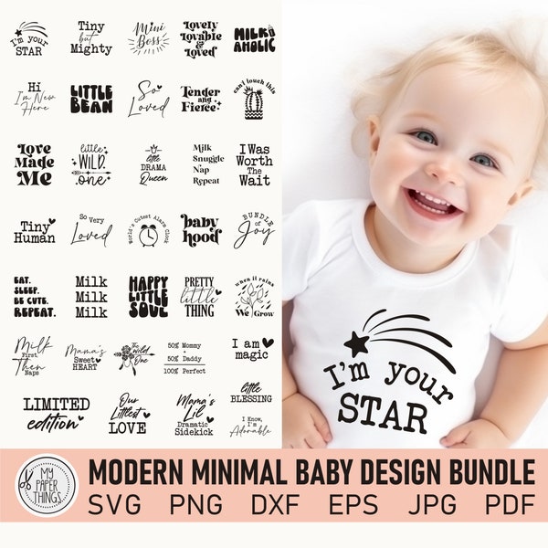 Modern Minimalist Baby SVG Bundle | Boho Baby svg | Funny newborn svg | jpg, pdf, eps, dxf, png, svg files for cricut, silhouette