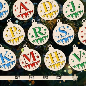 Christmas Balls Svg, Monogram Svg, Christmas Stocking Tag Svg, Round Ornament Svg, Laser cut file, Glowforge, Cricut