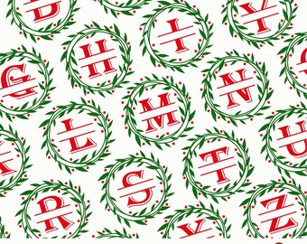 Christmas Split Monogram SVG Bundle, Christmas Wreath cut files
