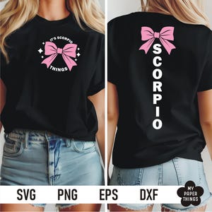 Scorpion signe du zodiaque svg png, coquette noeud Svg, c'est Scorpion choses Svg, Scorpion anniversaire Svg, octobre novembre anniversaire svg, recto verso