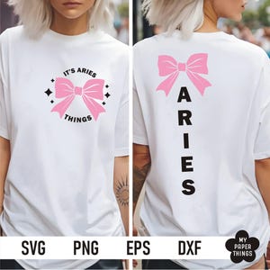Aries Zodiac Sign svg, Es ist Aries Things svg Png, Coquette Bow svg, Widder Geburtstag svg, März April Geburtstag, vorne und hinten svg