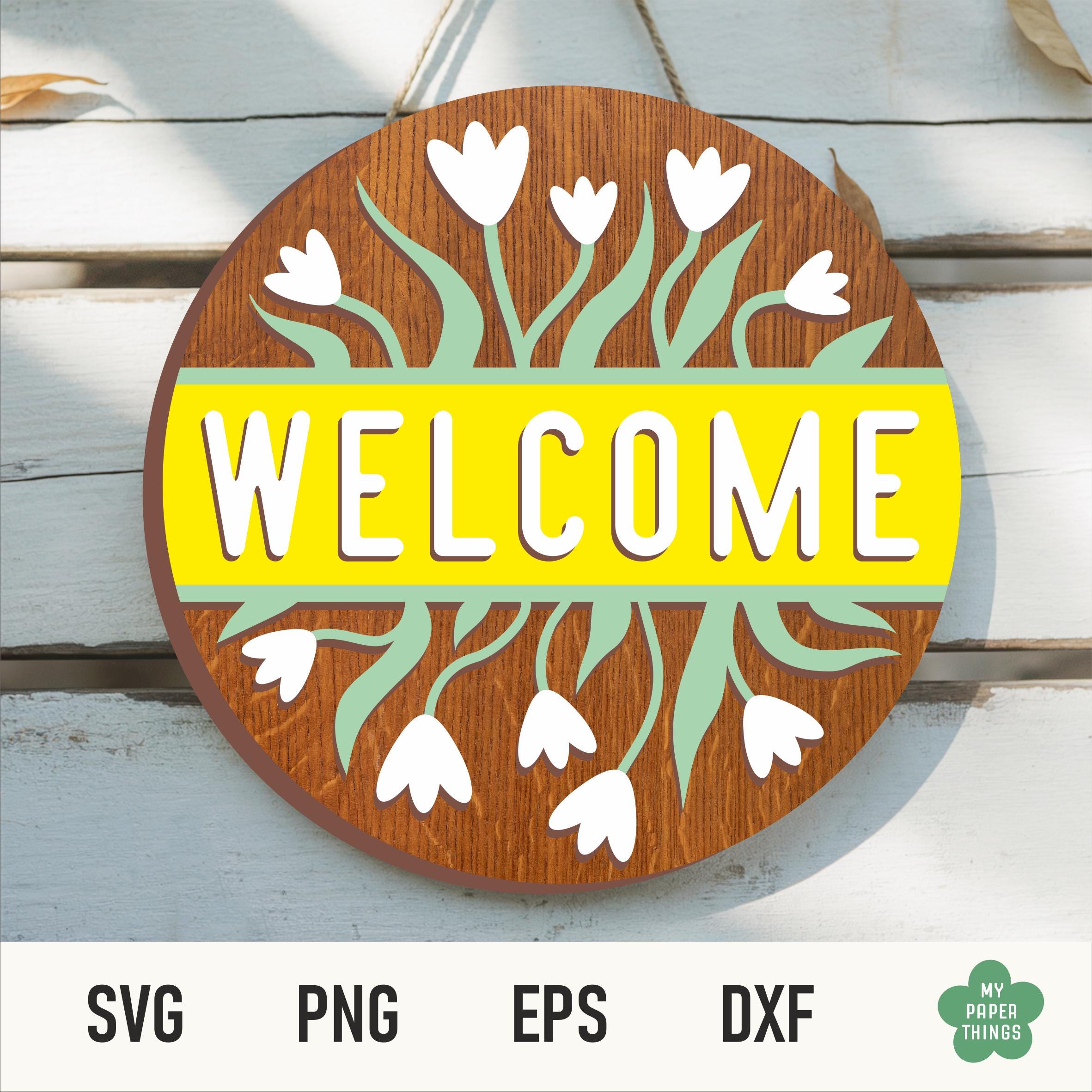 Spring Round Door Signs Laser Cut Designs Bundle, Welcome Sign Svg - Etsy