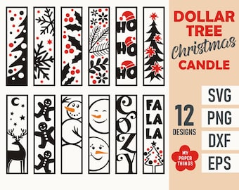 Dollar Tree Christmas Candles SVG Bundle | Christmas Vertical svg | Christmas Tree svg | Snowman svg