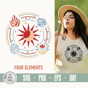 Four elements Svg  | 4 elements svg | Earth, Water, Air, Fire | Spiritual Svg | Mystical Svg | Celestial svg
