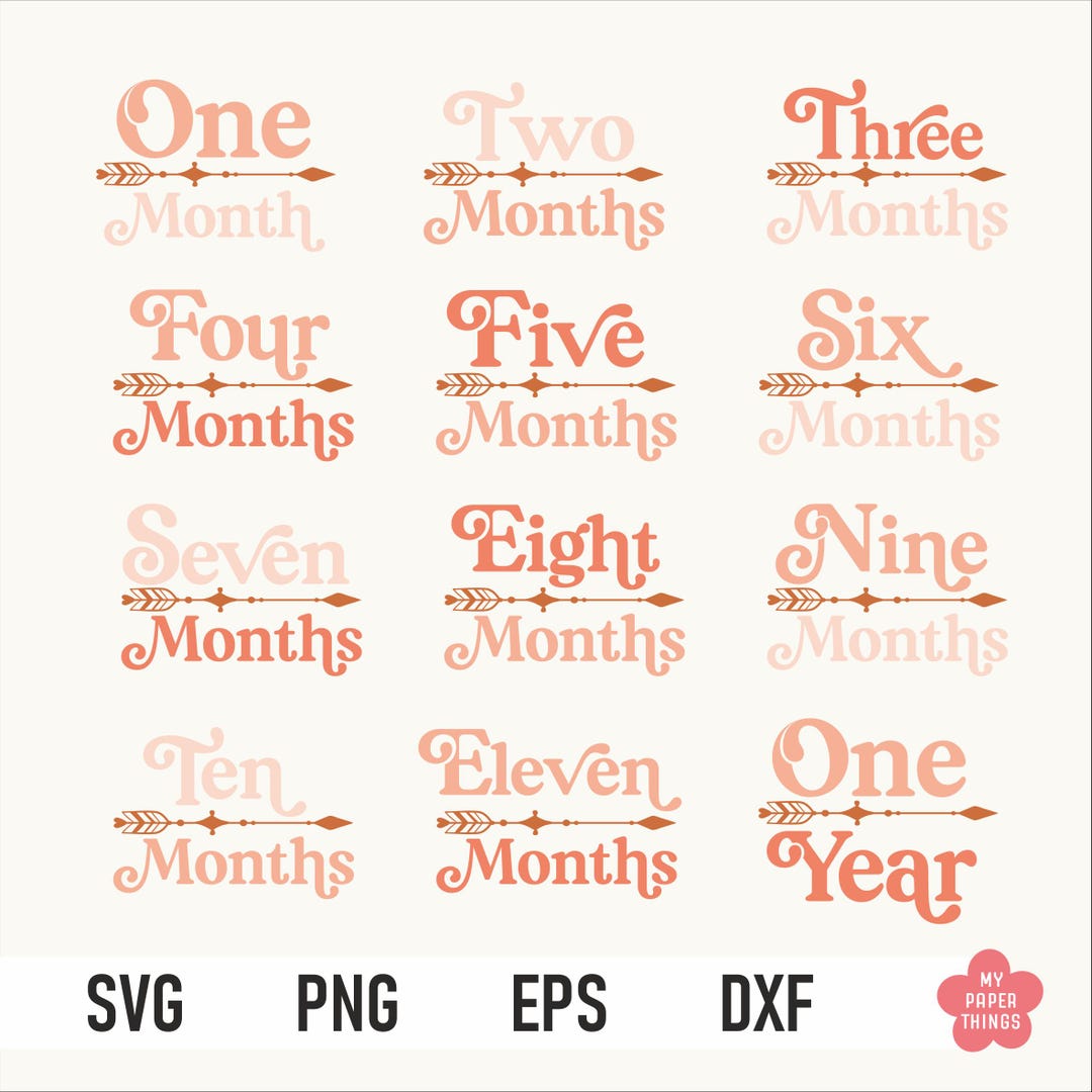 Monthly Baby Milestones SVG Bundle | Boho First Birthday Cut Files ...