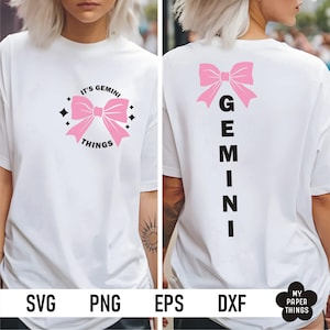 Zwillings-Tierkreis-Zeichen-Svg, es ist Zwillings-Dinge Svg Png, Coquette Bow Svg, Zwillings-Geburtstags-Svg, Mai-Juni-Geburtstag, vorne und hinten svg