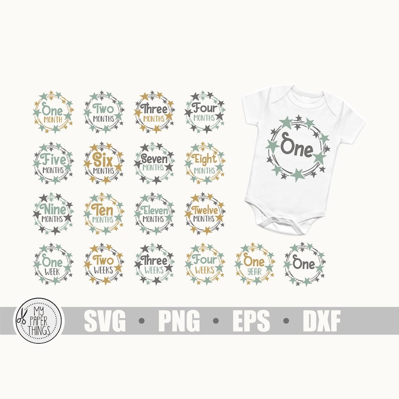 Monthly Baby Milestones Bundle Svg Baby Milestone Svg Baby | Etsy