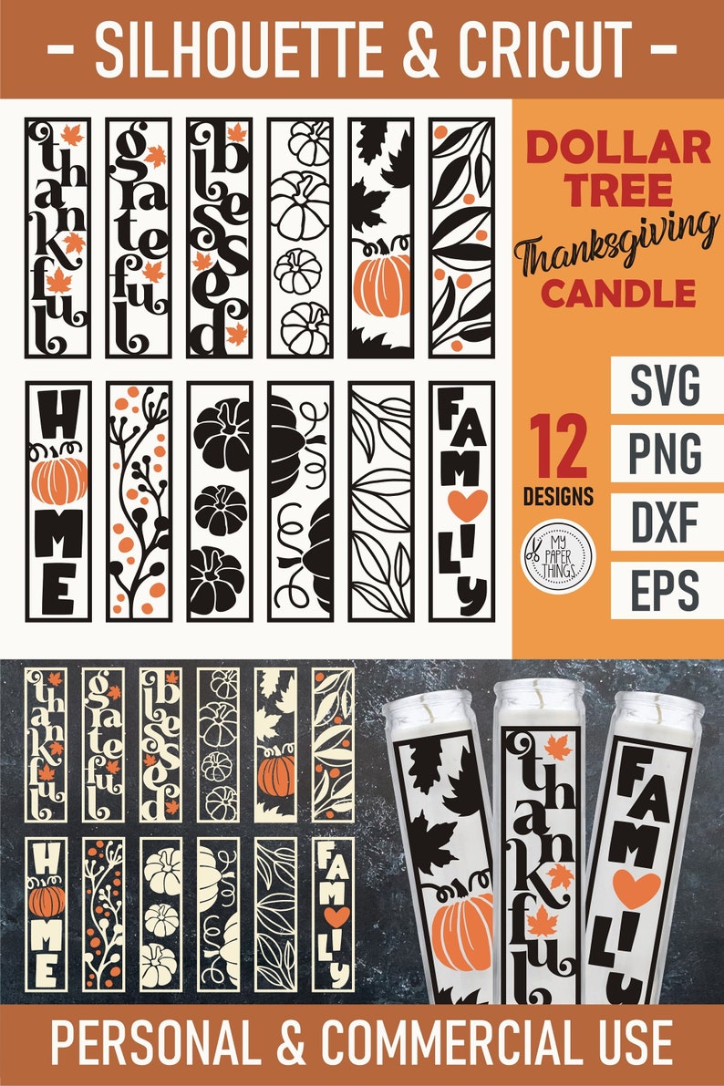 Dollar Tree Thanksgiving Candle SVG files are just what you need to make beautiful Thanksgiving candle decors. You can use these Fall svg cut files to make a great gift for someone special.