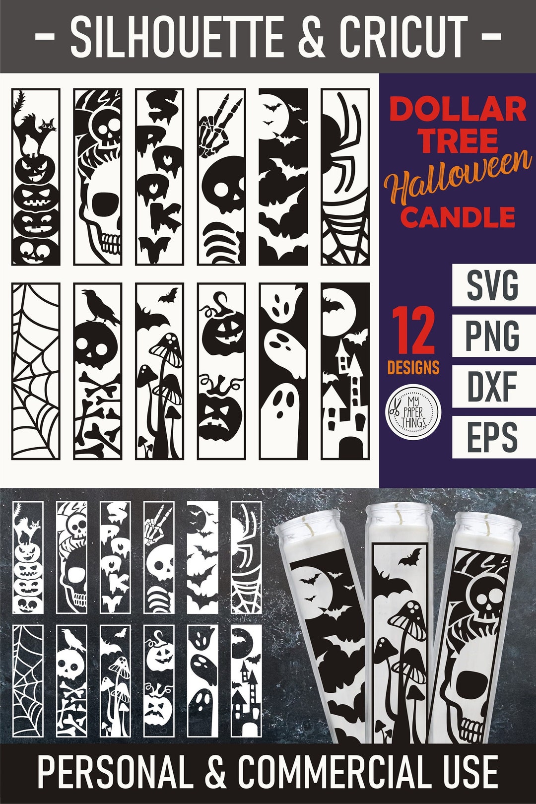 Dollar Tree Halloween Candle SVG Bundle Spooky Svg Halloween Candle Svg
