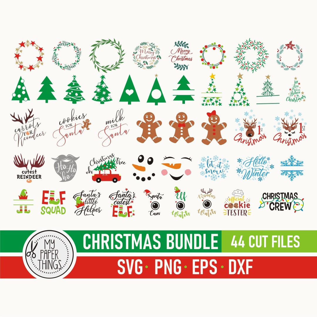 Christmas SVG Bundle | Winter Designs | Eps, Dxf, Png, Svg Cut Files ...