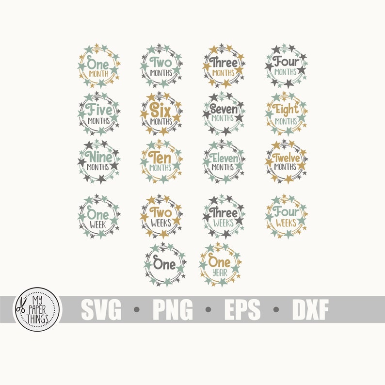 Monthly Baby Milestones Bundle Svg Baby Milestone Svg Baby | Etsy