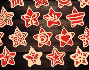 Star Ornaments Svg, Christmas Balls svg, Tree Decorations svg laser files