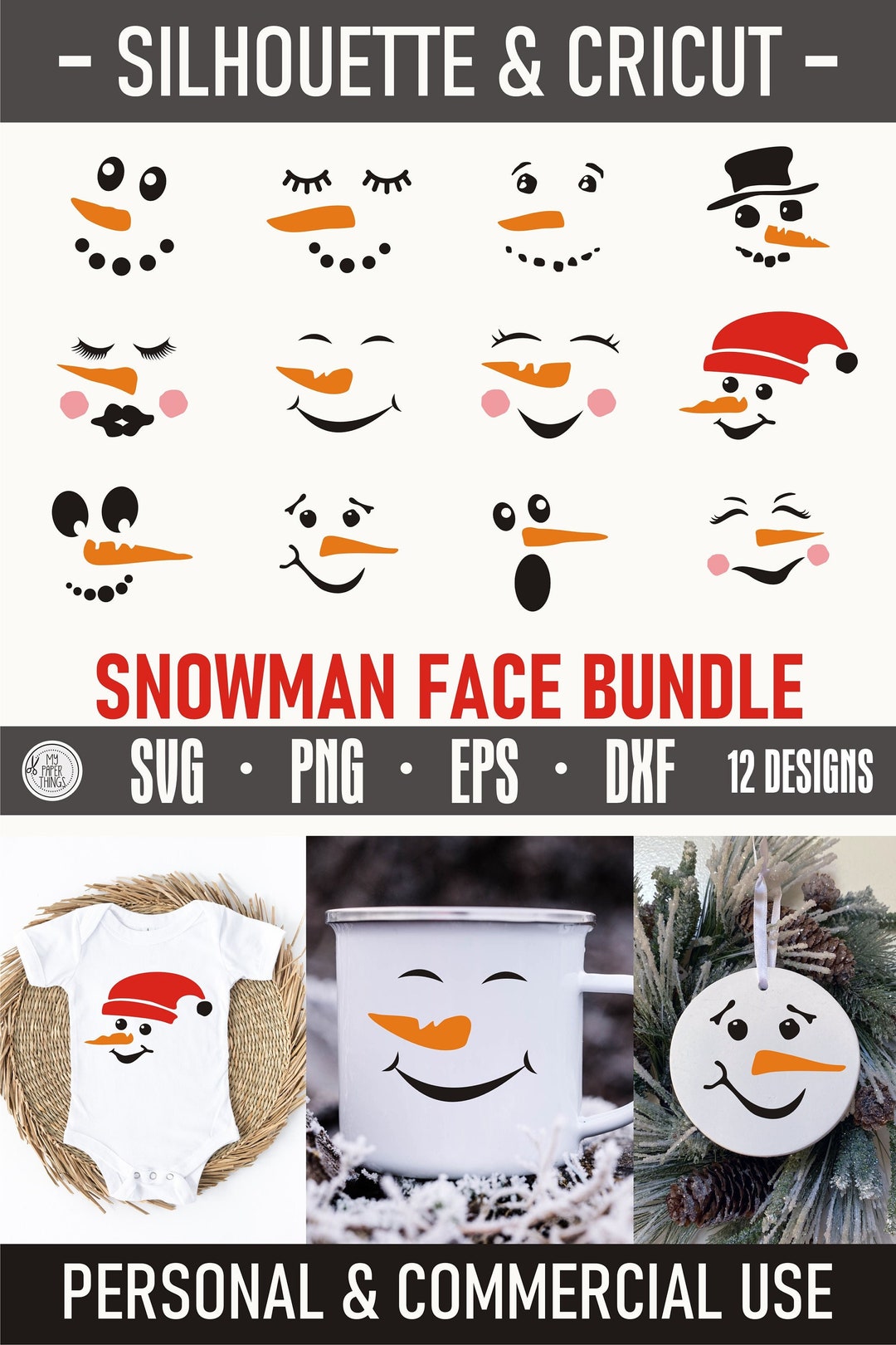 Snowman Faces Svg Bundle Christmas Ornament Svg Christmas Svg Winter
