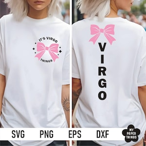 It's Virgo Things Svg Png, Coquette Bow Svg, Signo do Zodíaco de Virgem svg, Aniversário de Virgem svg, Aniversário de Agosto e Setembro svg, frente e verso svg