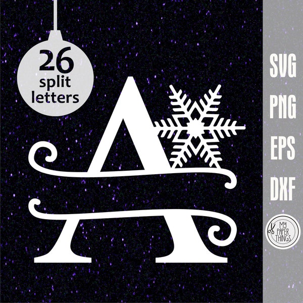 Christmas Alphabet SVG | Christmas Monogram Svg Bundle | Christmas Split Letters | Christmas cut files for cricut | Snowflakes Alphabet Svg