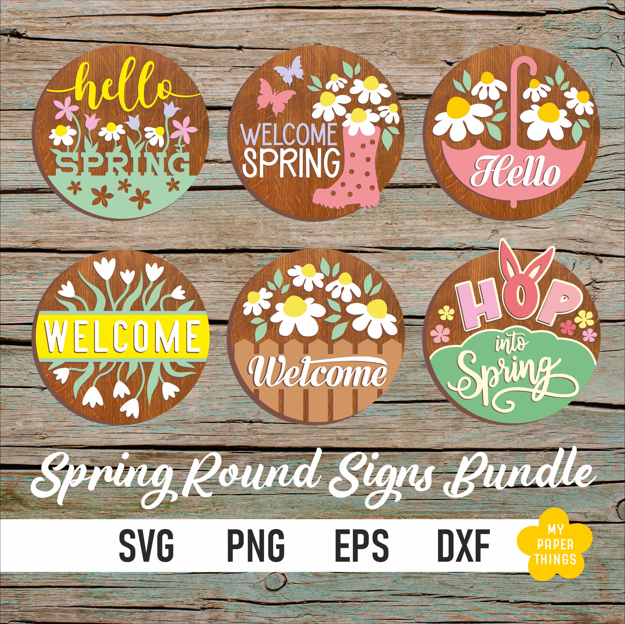 Spring Round Door Signs Laser Cut Designs Bundle, Welcome Sign Svg - Etsy