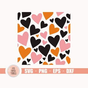 Heart SVG, Heart Pattern SVG, Heart Seamless patterns, Valentines Cutting File, Love svg, Dxf, Png, Eps, Files for Cricut, Silhouette