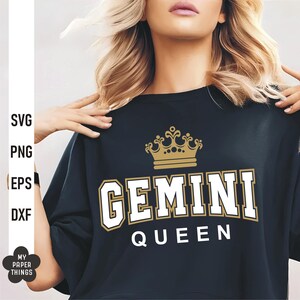Gemini Queen Svg, Gemini Birthday Svg, Varsity Gemini Zodiac Sign svg, Gemini Png, May June Birthday svg, Gemini Astrology sign svg